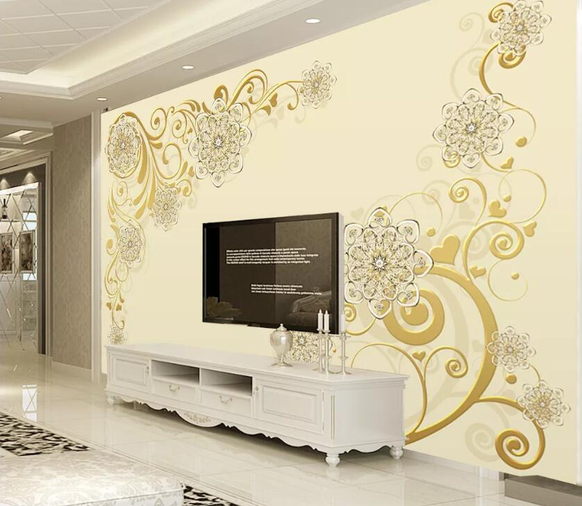 3D Yellow Pattern WC1336 Wall Murals