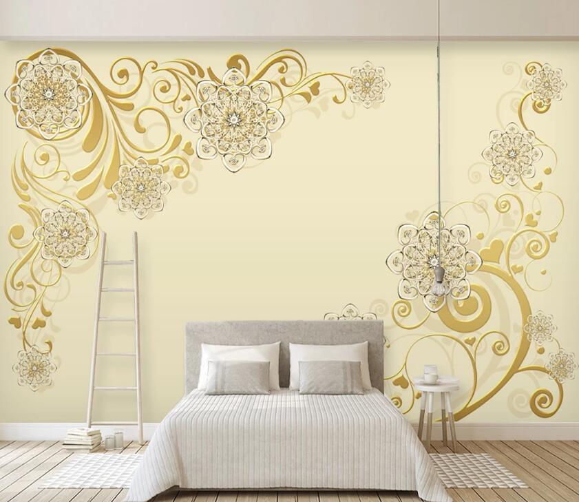 3D Yellow Pattern WC1336 Wall Murals