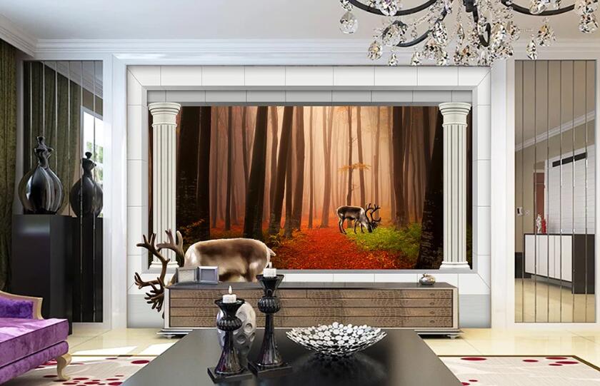 3D Forest Deer WC1320 Wall Murals