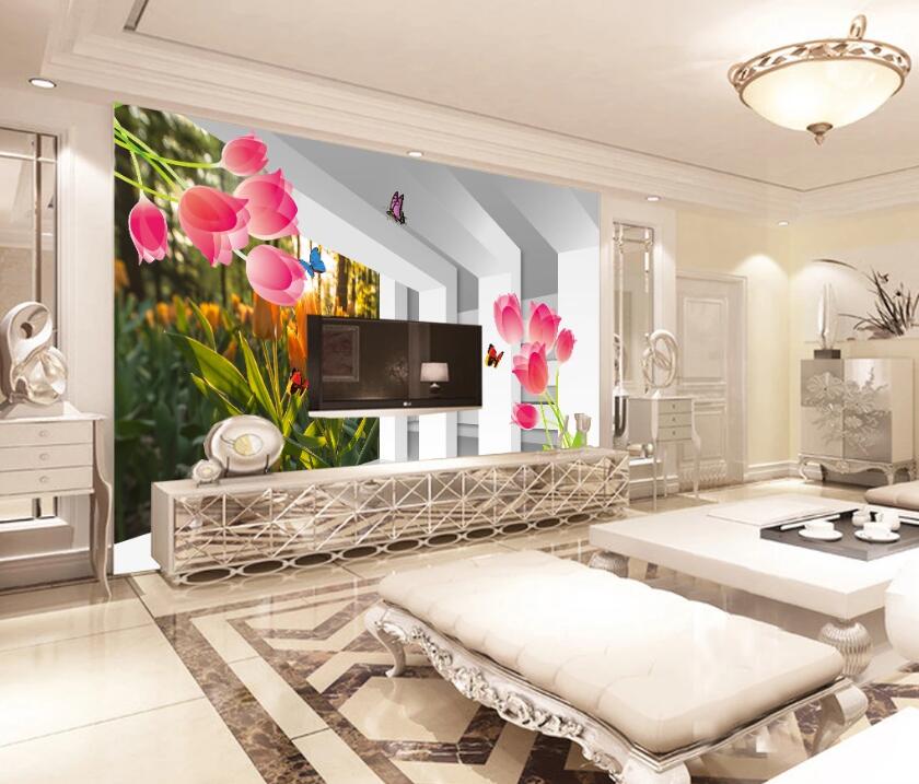 3D Lily Butterfly WC1319 Wall Murals