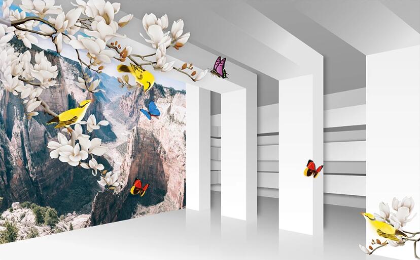 3D Mountain Bird WC1318 Wall Murals