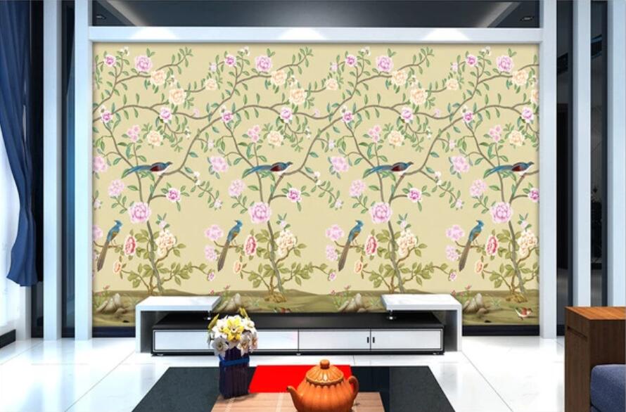 3D Birds And Flower WC1306 Wall Murals