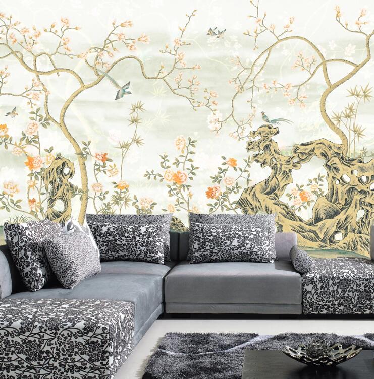 3D Magpie Flower WC1287 Wall Murals