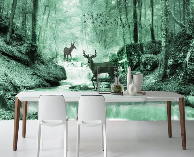 3D River Fawn WC1062 Wall Murals