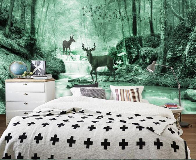 3D River Fawn WC1062 Wall Murals