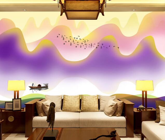 3D Sunset Mountain WC1069 Wall Murals