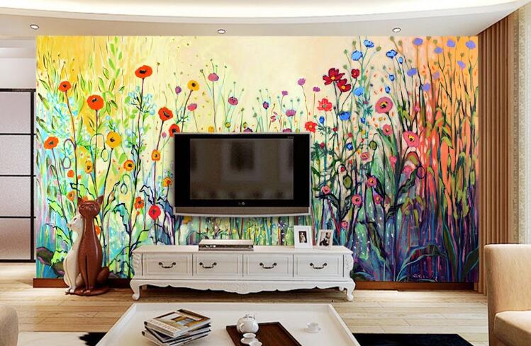 3D Graffiti Flower Color WC117 Wall Murals