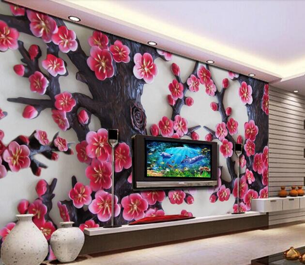 3D Plum Blossom Decoration WC113 Wall Murals