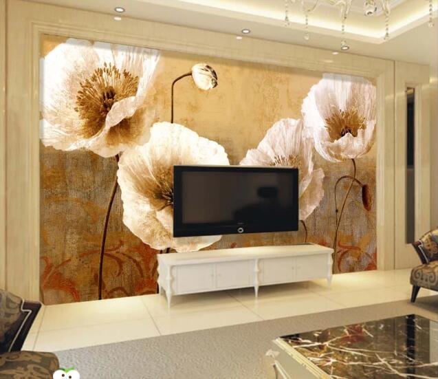 3D White Lily Pattern WC144 Wall Murals