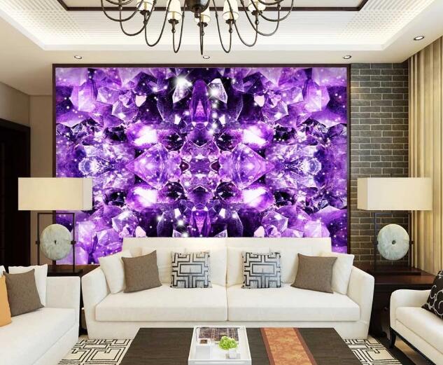 3D Purple Crystal WC282 Wall Murals