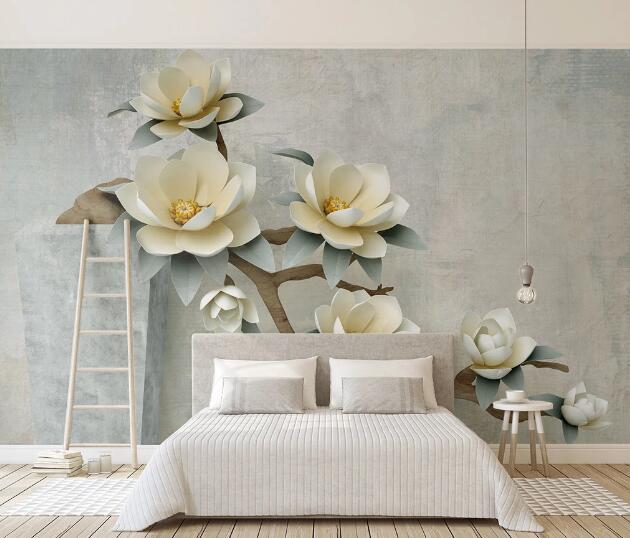 3D White Lotus WC1667 Wall Murals