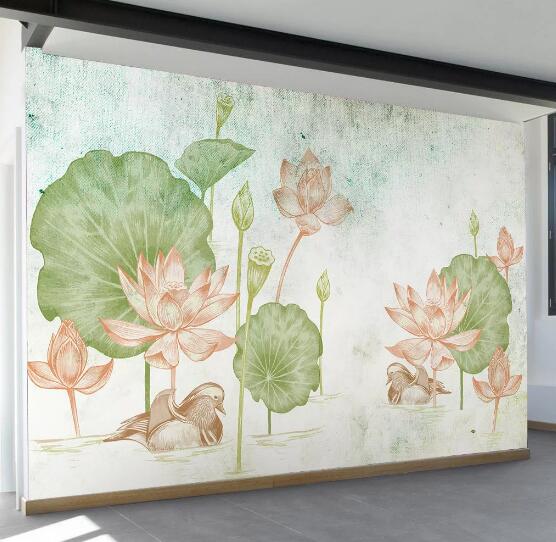 3D Lotus Duck WC193 Wall Murals