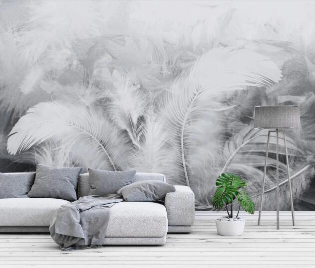 3D Grey Feather WC2616 Wall Murals