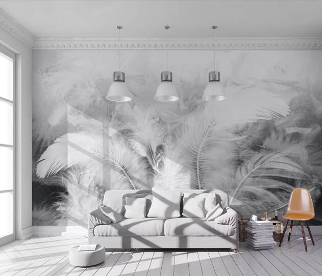 3D Grey Feather WC2616 Wall Murals