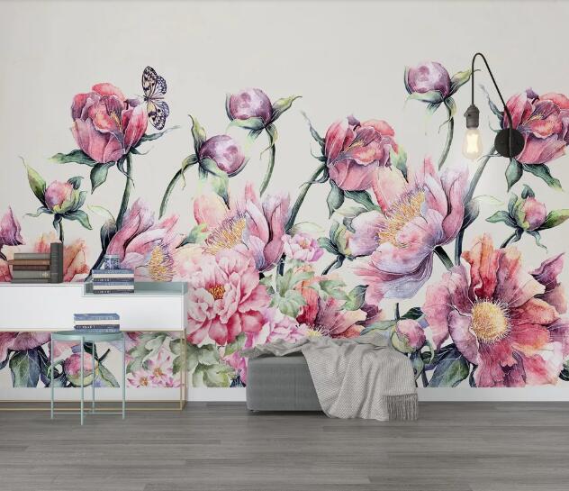 3D Flower Butterfly WC1056 Wall Murals