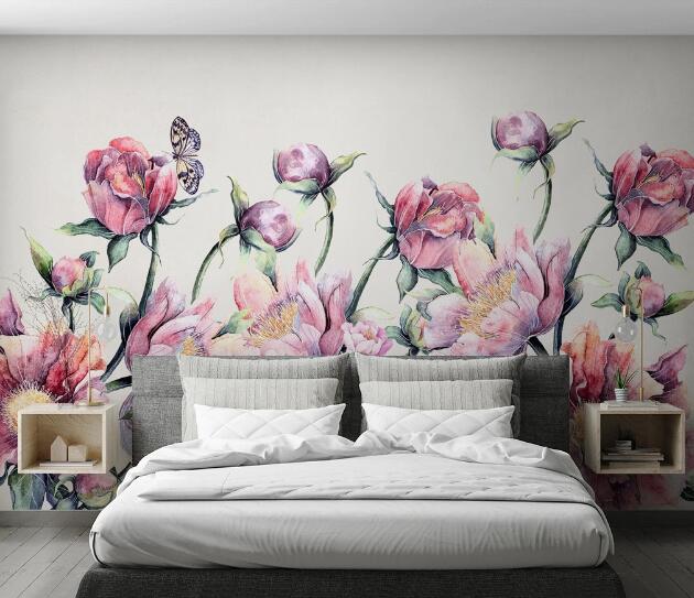 3D Flower Butterfly WC1056 Wall Murals