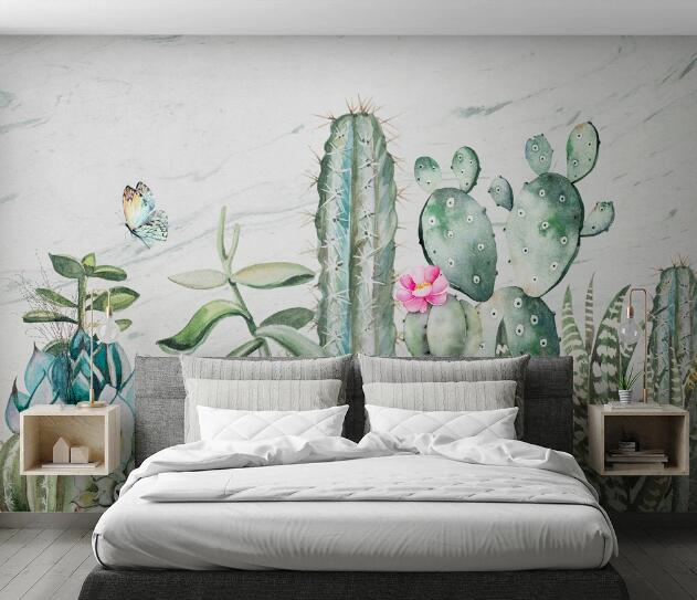 3D Cactus Butterfly WC1055 Wall Murals