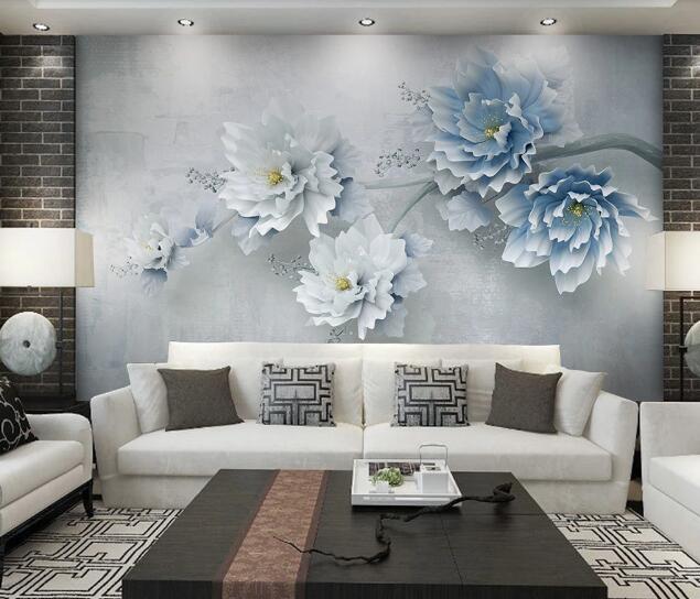 3D Blue Flower WC1655 Wall Murals