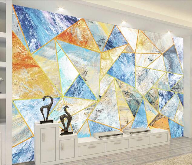 3D Blue Triangle WC1205 Wall Murals