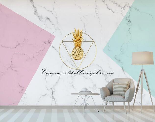 3D Golden Pineapple WC1545 Wall Murals