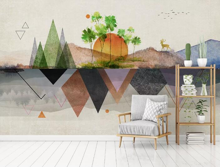 3D Sun Triangle WC882 Wall Murals