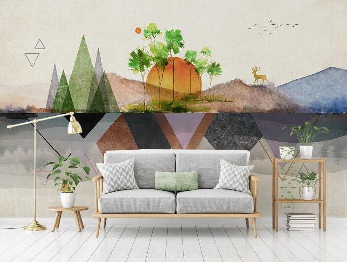 3D Sun Triangle WC882 Wall Murals