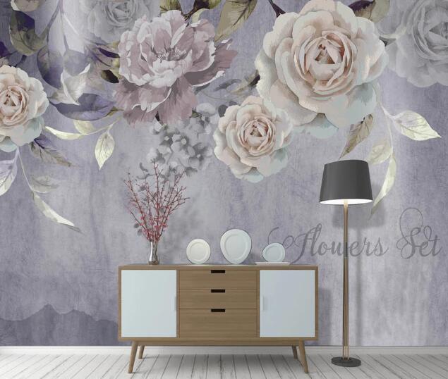 3D Purple Peony WC2102 Wall Murals