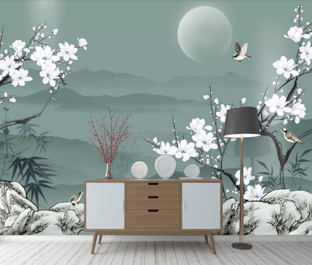 3D Moon Stone Flower WC2063 Wall Murals