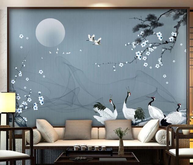 3D Moon Crane WC2213 Wall Murals