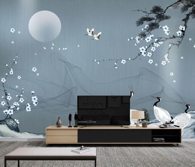 3D Moon Crane WC2213 Wall Murals