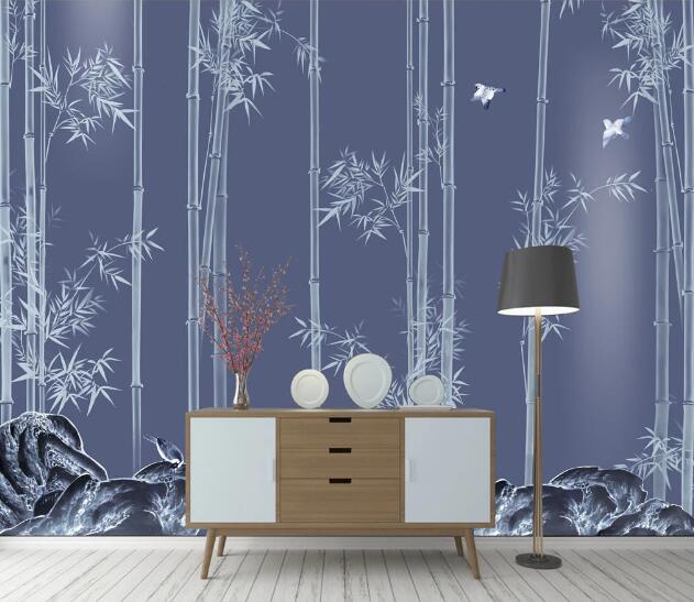 3D Bamboo Stones WC1948 Wall Murals