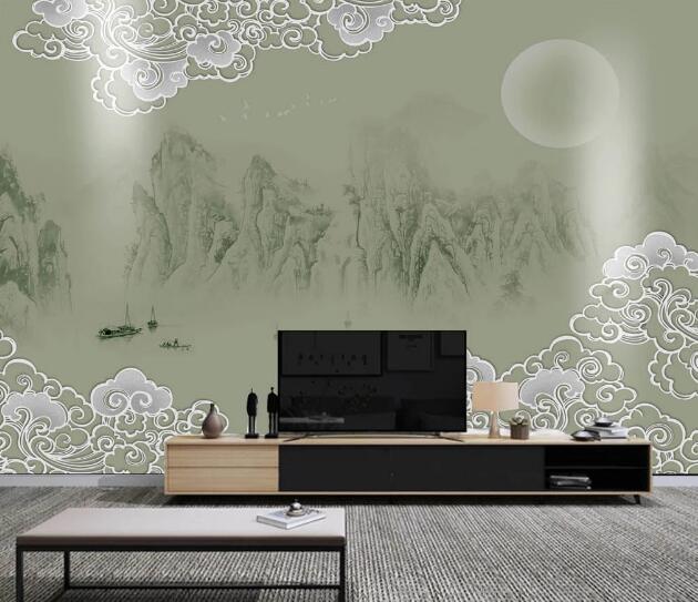 3D Moon Mountain WC1765 Wall Murals