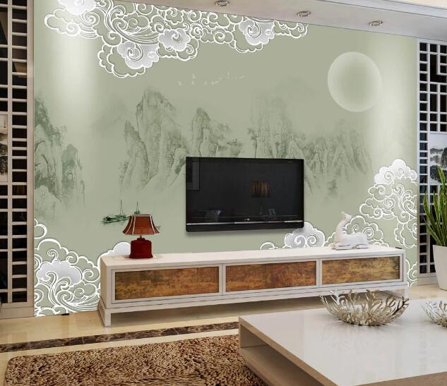 3D Moon Mountain WC1765 Wall Murals