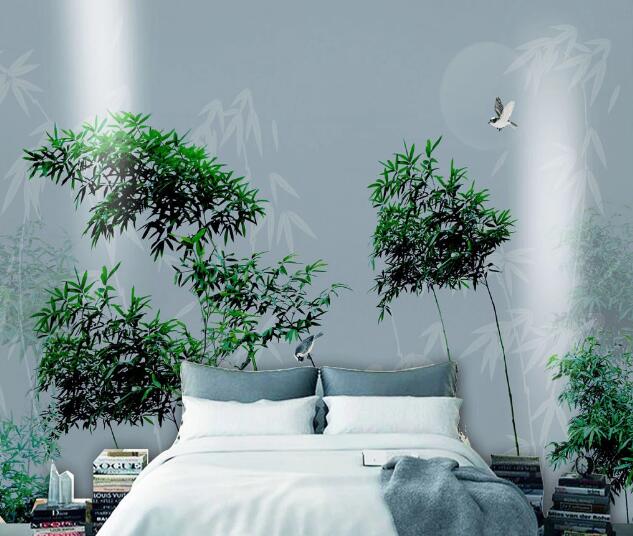 3D Bamboo Forest Bird WC1577 Wall Murals