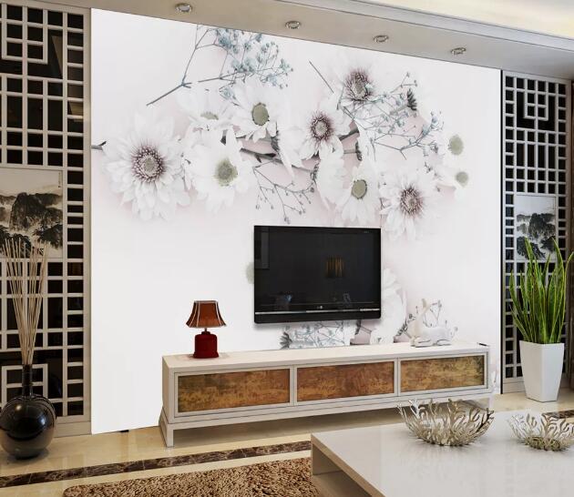 3D White Flower WC1467 Wall Murals