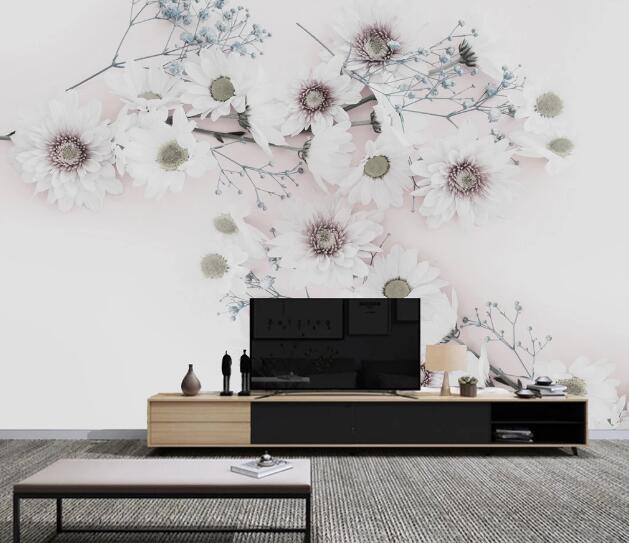 3D White Flower WC1467 Wall Murals