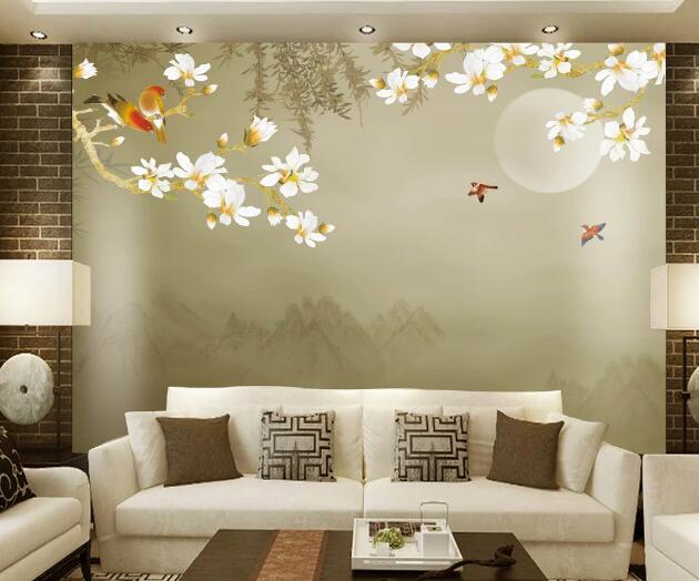 3D Birds Flowers WC1330 Wall Murals