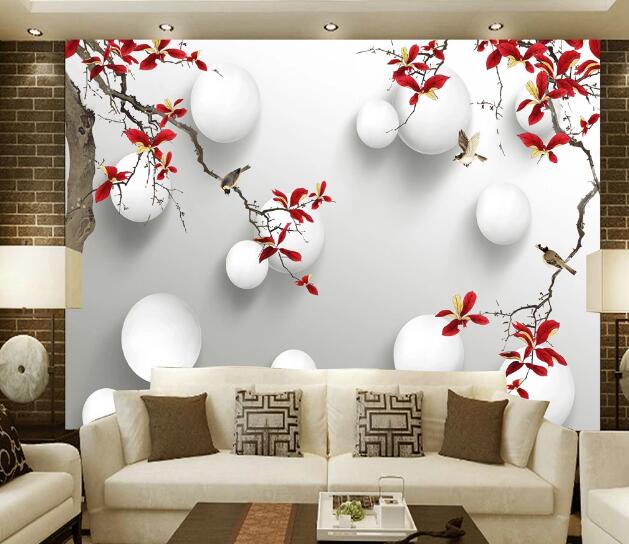 3D Red Flower WC1111 Wall Murals