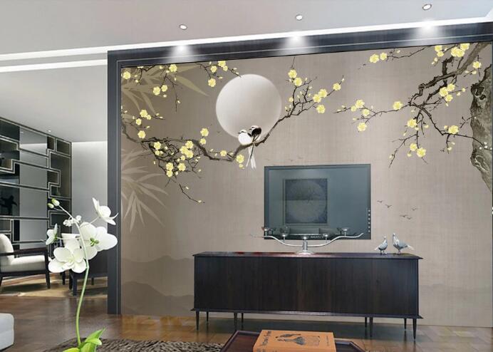 3D Moon Swallow WC1087 Wall Murals