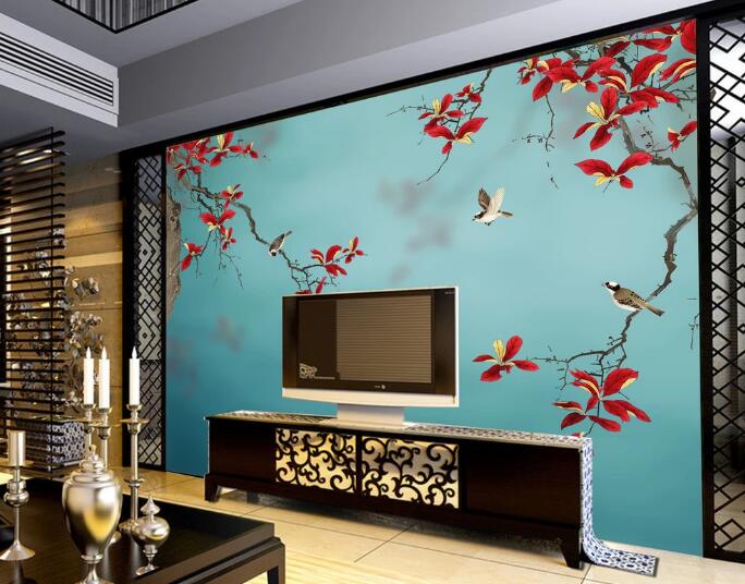 3D Red Flower WC1066 Wall Murals