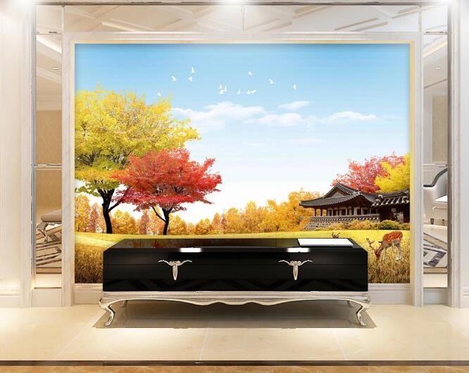 3D Yellow Tree WC359 Wall Murals