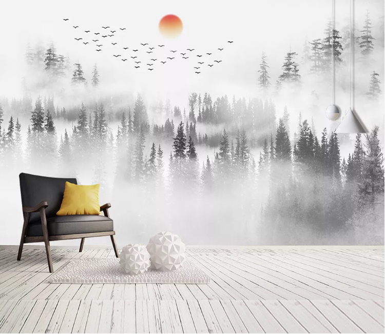 3D Sun Forest Bird WC1824 Wall Murals