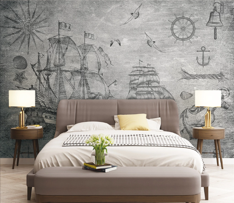 3D Steamship Painting WC1810 Wall Murals