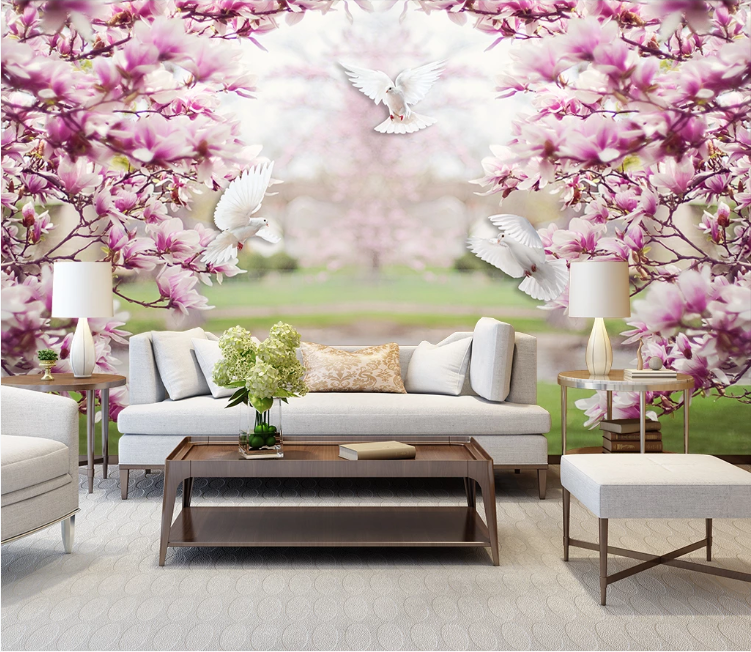 3D Peach Blossom Pigeon WC1809 Wall Murals