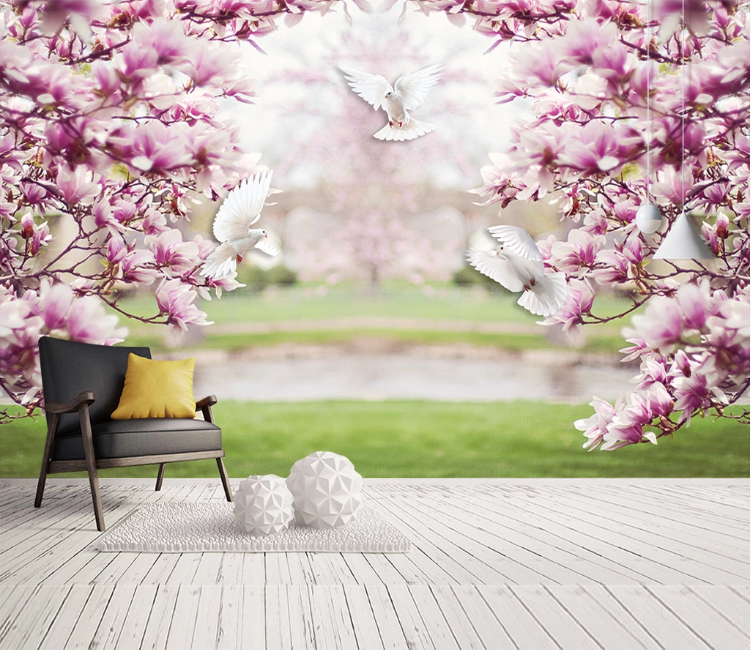 3D Peach Blossom Pigeon WC1809 Wall Murals