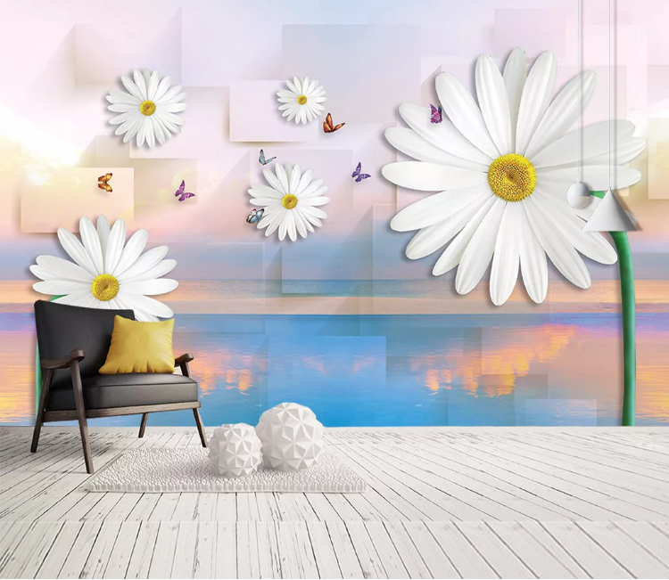 3D Chrysanthemum Butterfly WC1791 Wall Murals