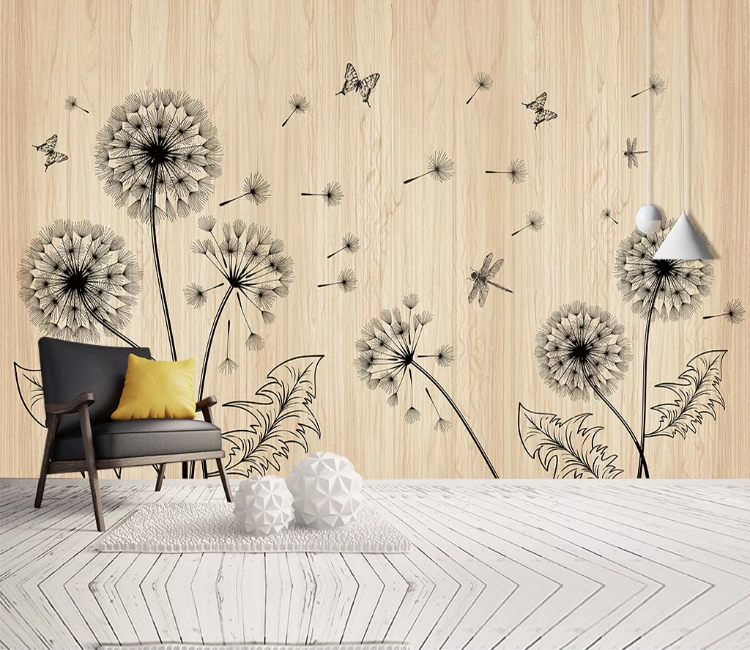 3D Dandelion Butterfly WC1744 Wall Murals