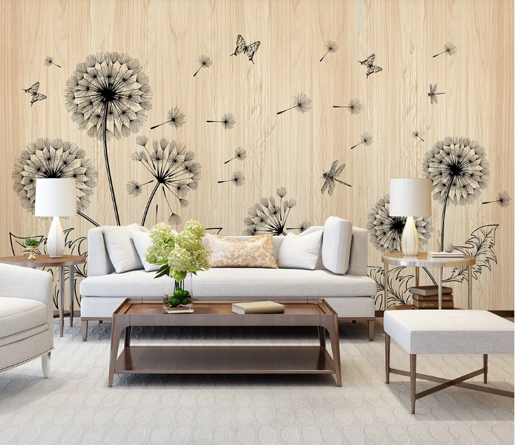 3D Dandelion Butterfly WC1744 Wall Murals