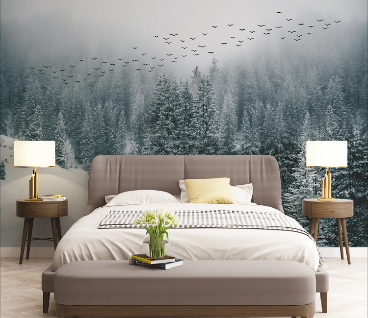 3D Forest Fog Snow WC1645 Wall Murals