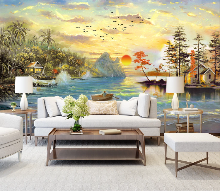 3D House Lake WC1572 Wall Murals